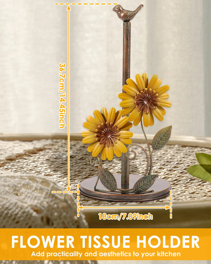Sunflower Iron Roll Paper Towel Holder Bathroom Tissue Vertical Stand Kitchens Toilet Storage Countertop Accessories