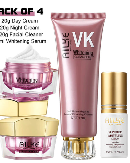 AILKE Lightening Facial Cream, Brightening, Reduce Spots, For Black and Dark Skin, Whitening Face Care Set for All Skin Types