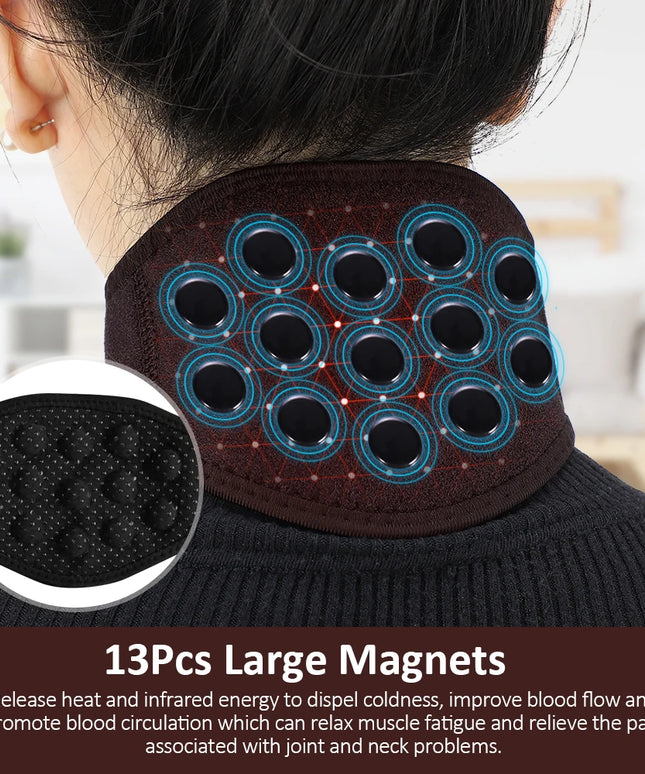 Tourmaline Magnetic Therapy Neck Brace Belt Pain Relief Massage Cervical Vertebra Protection Support Self-Heating Neck Care Belt