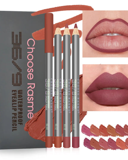 12pcs Velvet Matte Lip Liner Set - Long-Lasting Versatile Shades Longlasting Lip Makeup Berry, Brown, Pink Lip Pencil