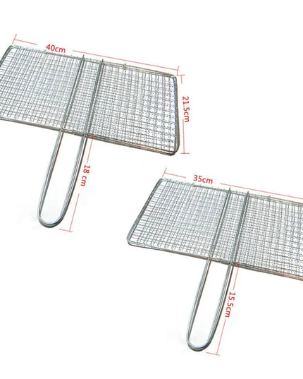 M/L Barbecue Grilling Basket Grill BBQ Net Steak Meat Fish Net Vegetable Silver Iron Mesh Clamp Barbecue Grilling Basket Grill