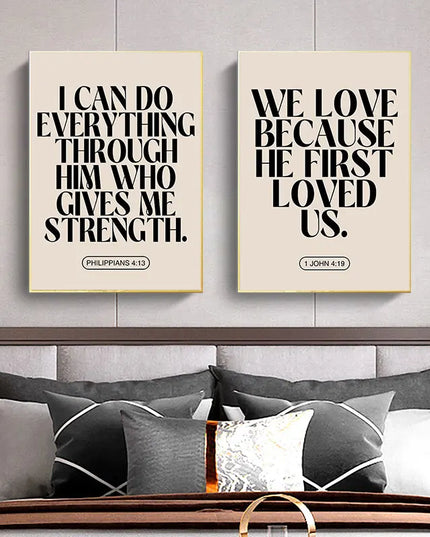 Motivational Bible Quotes Canvas Art Poster Prints Simple Black Words Wall Decorative Picture for Living Room Bedroom