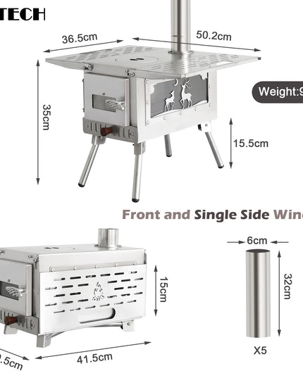 Pellet Burner 16L Storage Capacity Stainless Steel Firewood Stove Outdoor Camping Tent Heating Picnic Cooking