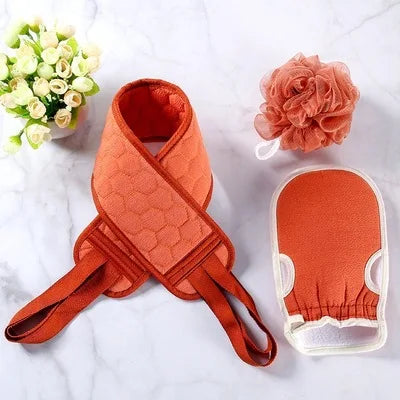 3pcs/set Body Cleaning Washcloth Soft Brush Home Hotel Bathroom Shower Ball Back Scrubber Set Exfoliating Skin Towel Bath Gloves