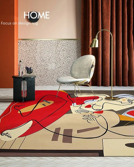 Modern Abstraction Carpets for Living Room Nordic Bedroom Decor Plush Carpet Home Art Floor Mat Large Area Thicken Non-slip Rug
