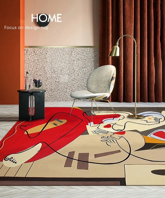 Modern Abstraction Carpets for Living Room Nordic Bedroom Decor Plush Carpet Home Art Floor Mat Large Area Thicken Non-slip Rug