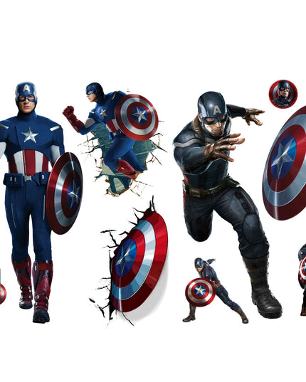 Spiderman Super Captain America Hulk Heroes Wall Stickers For Kids Room Home Bedroom PVC Decor Cartoon Movie Mural Art Decals