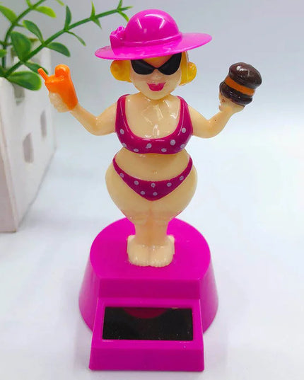 1 pc Car Decoration Solar Decoration Bobblehead Doll Cartoon RichWoman Modeling Decoration Gift Creative Interior Car Supplies