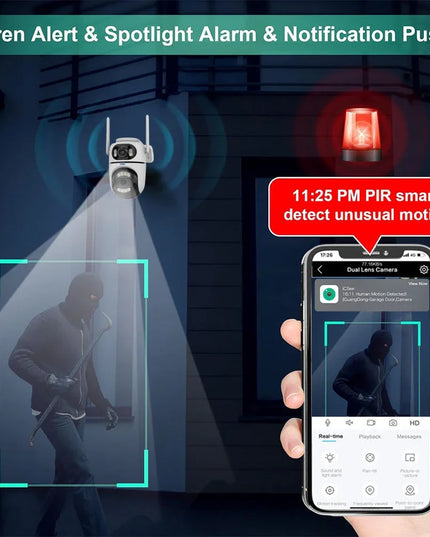 KERUI Icsee Outdoor Wireless 4MP WiFi IP Camera Dual Lens Dual Screen Home Security CCTV Video Surveillance Human Detect