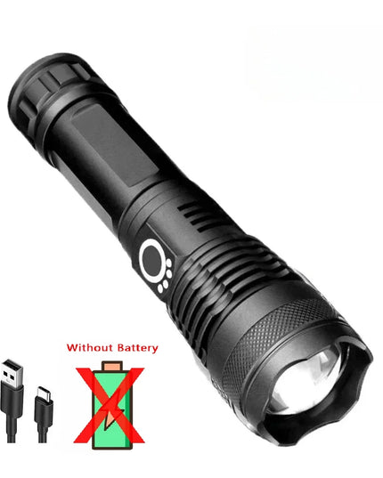 High Power Strong Light Long Range LED Flashlight USB Rechargeable Defense Flashlight Outdoor Telescopic Zoom Super Bright Torch