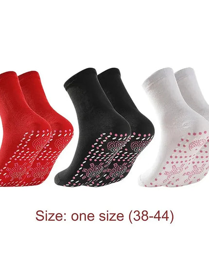 2Pcs Unisex Winter Warm Self-Heating Health Socks Pain Relief Outdoor Anti-Cold Therapy Magnetic Thermal Stockings for Men/Women