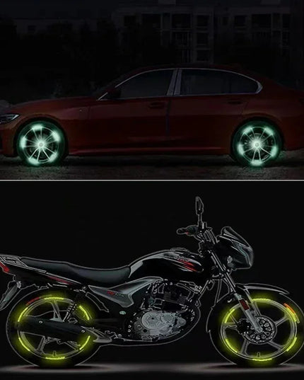 Car Wheel Hub Reflective Stripes Sticker Driving Safety Tire Decor Warning Sticker Warning Reflective Tape Car Accessories