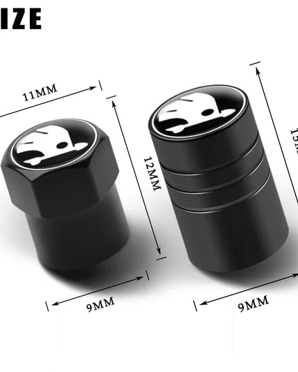 4PC Metal Car Badges Wheel Tire Valve Caps Covers Auto Accessories For Skoda S Kodiaq Octavia 2 3 Yeti Karoq Rapid Fabia VII VRS