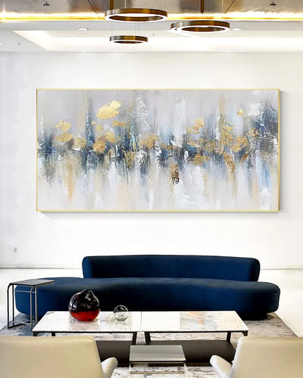 Gold Foil Teal Green 3D Texture Abstract Painting On Canvas Livingroom Bedroom Large Luxury Gold Wall Art New Home Art Decor