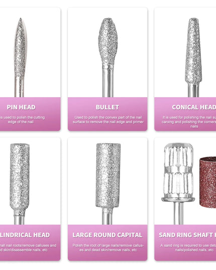 Professional Manicure Drill Machine 45000RPM Electric Nail Drill Machine White Pink Purple Nail Sander Gel Cuticle Remove