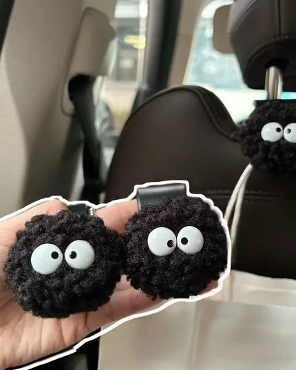 Cute Little Coal Ball Car Seat Back Hook Storage Car Headrest Organizer Food Bag Handbag Car Decoration Clothes Hanger