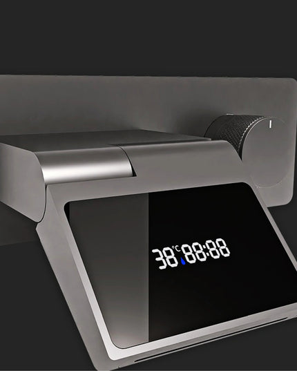 Luxury gun gray brass wall mounted bathroom faucet with LED digital display Single handle hot & cold water embedded bathroom Tap