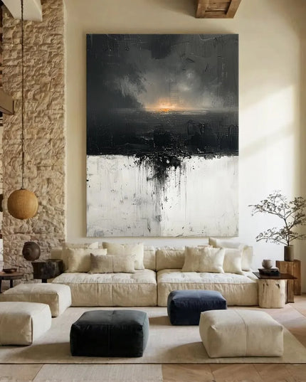 3D Beige Large Canvas Abstract Handmade Oil Painting Brown Simple Wall Art Textured Geometric Art Wall Decor Living Room Decor