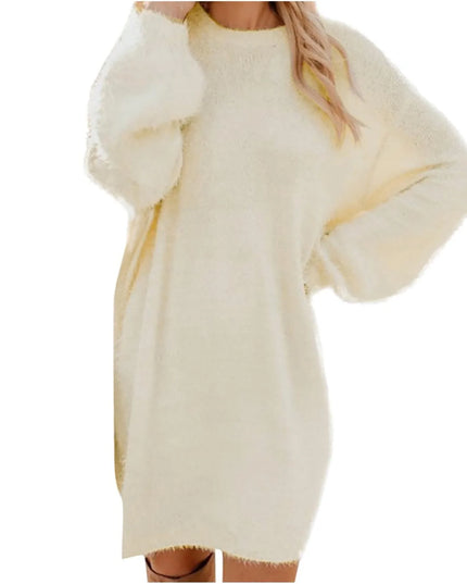 Women Winter Sweater Knit Crewneck Warm Long Sleeve O-Neck Casual Sweatshirts Dress Solid Color Oversized Basic Ladies Cloth