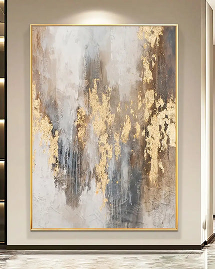 Abstract Gold Beige Handmade Oil Paintings Oil Painting Art Abstract Wall Decor Modern Art Gray Abstract Art Gold Foil Pictures