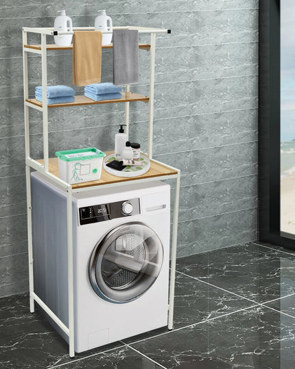 Washer and Dryer Storage Shelf, 3-Tier Bathroom Organizer Rack Space-Saving, Standing Storage Rack