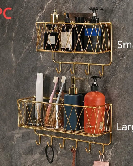 Shower Caddy Basket Shelf, Bathroom Shampoo Organizer Shelves, Kitchen Storage Rack, No Drilling Wall Mounted Shower Shelf