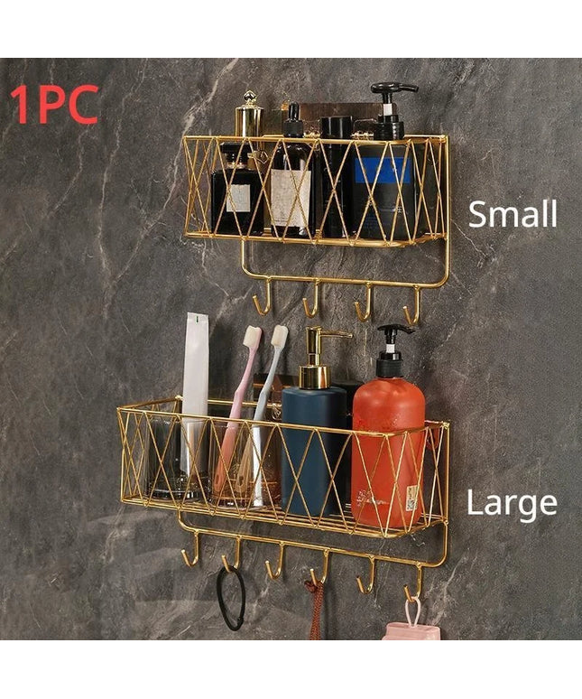 Shower Caddy Basket Shelf, Bathroom Shampoo Organizer Shelves, Kitchen Storage Rack, No Drilling Wall Mounted Shower Shelf