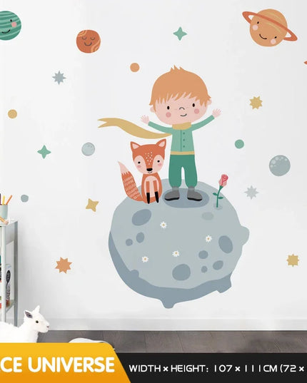 Little Prince Planet Wall Sticker Kids Room Decoration Cartoon Self-adhesive Baby Bedroom Wall Decor Home Decor House Stickers