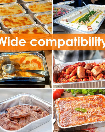 50/100pcs Aluminum Foil Trays with Lids Non-Stick Baking Pans Food Grade BBQ Bowl for Air Fryer Oven Baking Cooking Kitchen Tool