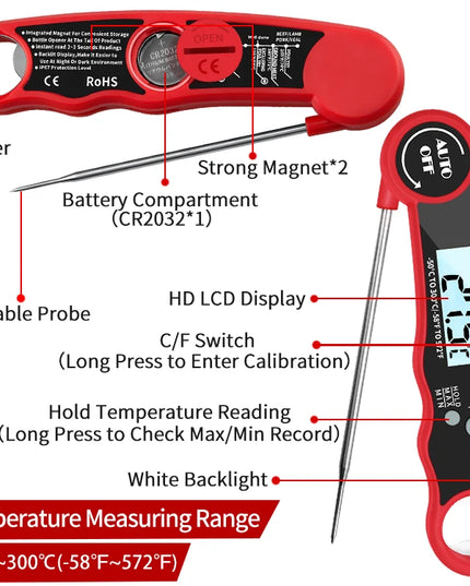 Digital Kitchen Food Digital Thermometer For Meat Water Milk Cooking Grilling Outdoor BBQ Waterproof Instant Read