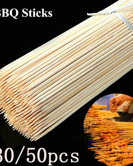 30/50PCS Disposable Wooden Grill Grilling Bbq Tools Outdoor Cooking BBQ Sticks Bamboo Skewers Barbecue Tools Fruit Sticks