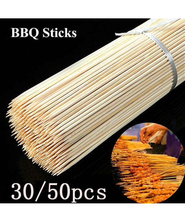 30/50PCS Disposable Wooden Grill Grilling Bbq Tools Outdoor Cooking BBQ Sticks Bamboo Skewers Barbecue Tools Fruit Sticks