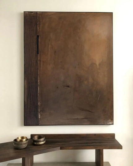 3D Beige Large Canvas Abstract Handmade Oil Painting Brown Simple Wall Art Textured Geometric Art Wall Decor Living Room Decor