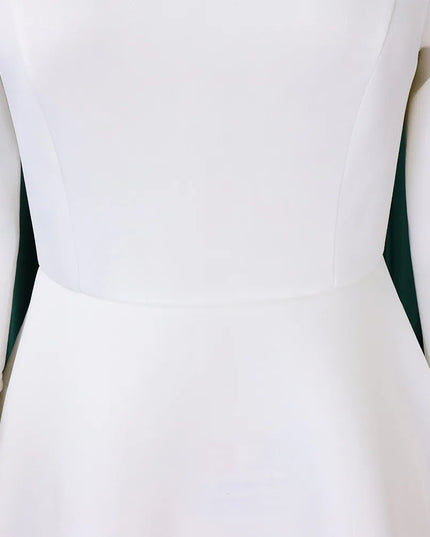 Elegant Party Dress for Woman 2024 Modern O Neck Three Quarter Sleeve High Waisted A Line Mid Calf Birthday Dinner Wedding Cloth