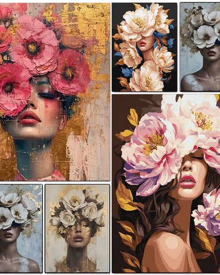 Diamond Painting Beauty Girl Diamond Art Painting Full Square Round Flower 5D Diy Embroidery Mosaic Woman Home Decor