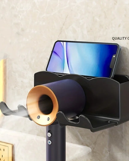 1pc Wall Mounted Hair Dryer Bracket, For Bathroom Shelves Without Drilling, Hair Dryer Bathroom Storage Rack