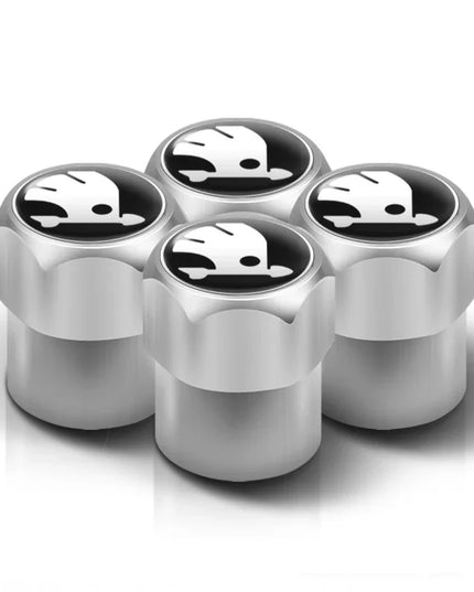 4PC Metal Car Badges Wheel Tire Valve Caps Covers Auto Accessories For Skoda S Kodiaq Octavia 2 3 Yeti Karoq Rapid Fabia VII VRS