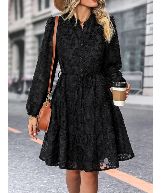 JIM & NORA  Autumn Maxi Dress For Women Casual Hollow Crochet Bohemian Long-Sleeve Loose Beach Robe Ladies Holiday Fall Vestidos