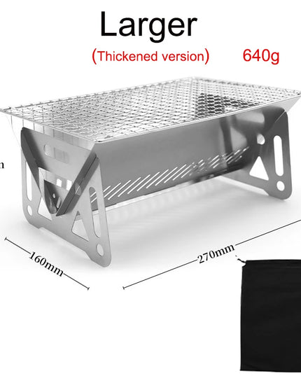 Portable Folding Barbecue Grill Heating Stoves Multifunction Camping BBQ Grill Rack Net Firewood Stove Stainless steel BBQ Grill