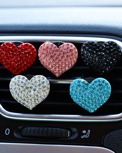 Heart-shaped Car Air Outlet Perfume Clip Rhinestone Car Air Conditioning Air Outlet Perfume Decoration Clip Car Auto Accessories