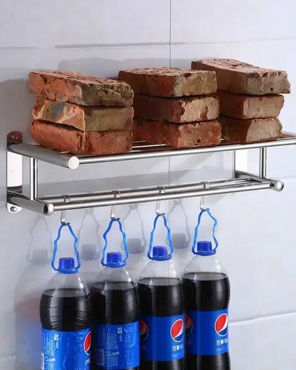 40/50/60cm Towel Rack with  Movable Hooks Steel Bathroom Kitchen Towel Holder Wall Mounted Towel Rack for Home Hotel Accessories