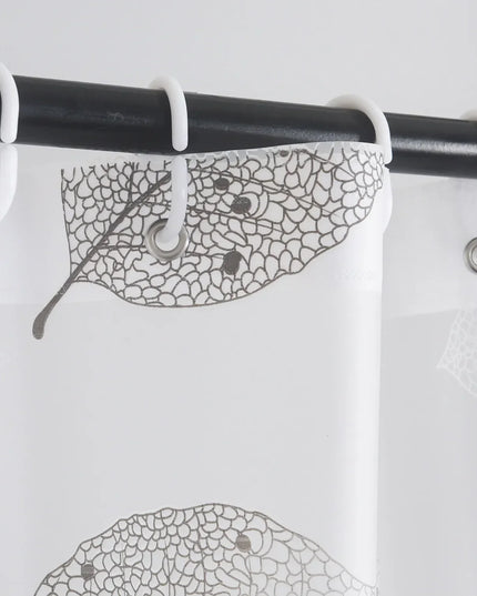 1pc Leaf Pattern Plastic Shower Curtain, Lightweight Bath Curtain Liner with Plastic Hooks, Transparent Curtain, Bathroom Decor