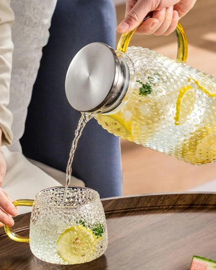 1.2L 1.5L 1.8L 2L Heat Resistant Explosion-Proof Glass Juice Jug Water Cup Cold Kettle Heated Container Canteen Clear Teapot