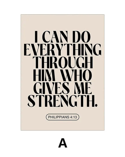 Motivational Bible Quotes Canvas Art Poster Prints Simple Black Words Wall Decorative Picture for Living Room Bedroom