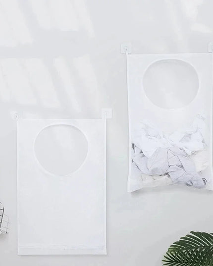 Dirty Clothes Storage Bag Basket Frame Bucket Foldable Mesh Laundry Bathroom Wall Hanging Household Clothing Organizer with Hook