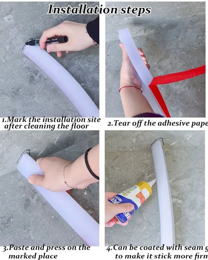 Silicone Water Stopper Self-Adhesive Bendable Flexible Water Retaining Strip Bathroom Door Dry Wet Separation Shower Dam Barrier