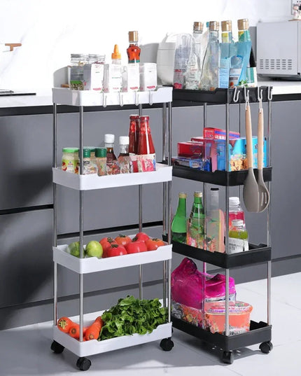 Hot 3/4 Tier Rolling Utility Cart Storage Shelf Movable Gap Storage Rack Kitchen Bathroom Slim Slide Organizer Shelf Livingroom
