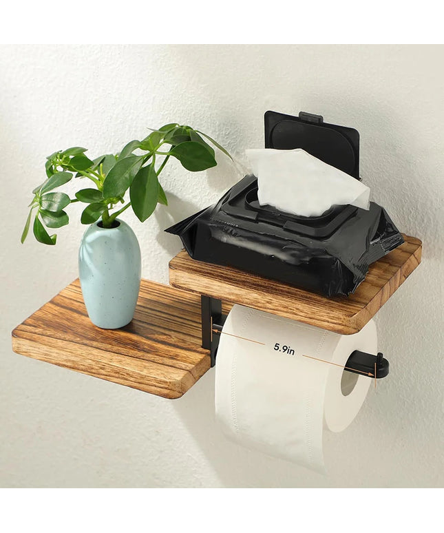 1pcs Wooden Paper Towel Holder Space Saving Countertop Organizer with Vertical Paper Towel Storage for Kitchen and Bathroom