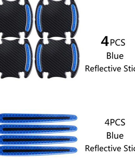 8 General-Purpose 3D Carbon Fiber Car Door Handle Stickers Scratch-Resistant Stickers Car Safety Reflective Strip Auto Stickers