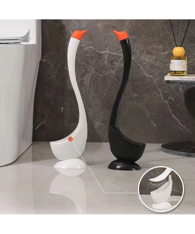 Swan Shaped Toilet Brush Set with Base and Long Handle Bathroom Accessories Easy to Clean Toilet